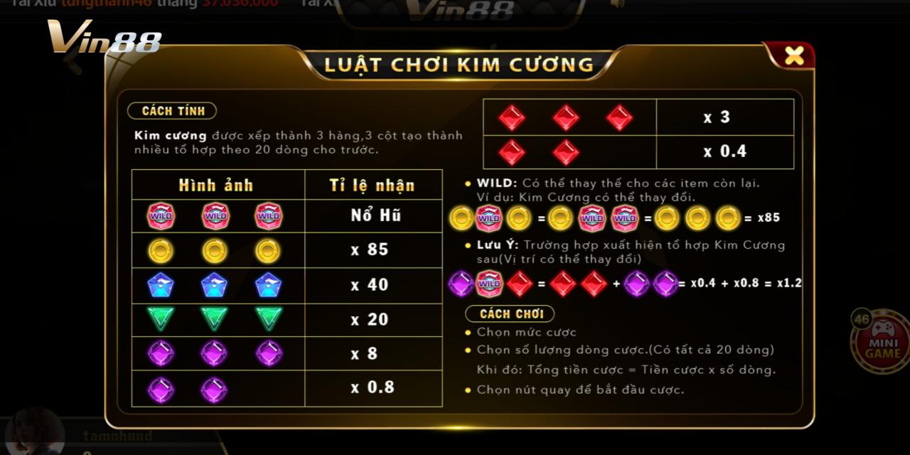 Giới thiệu luật game Xếp Kim Cương Vin88